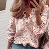 3XL Summer Short Sleeve Printed Blouse Shirt Women Sexy Ruffle V-Neck Shirts Pullover Elegant Office Lady Blusa Tops Streetwear - Surprise store