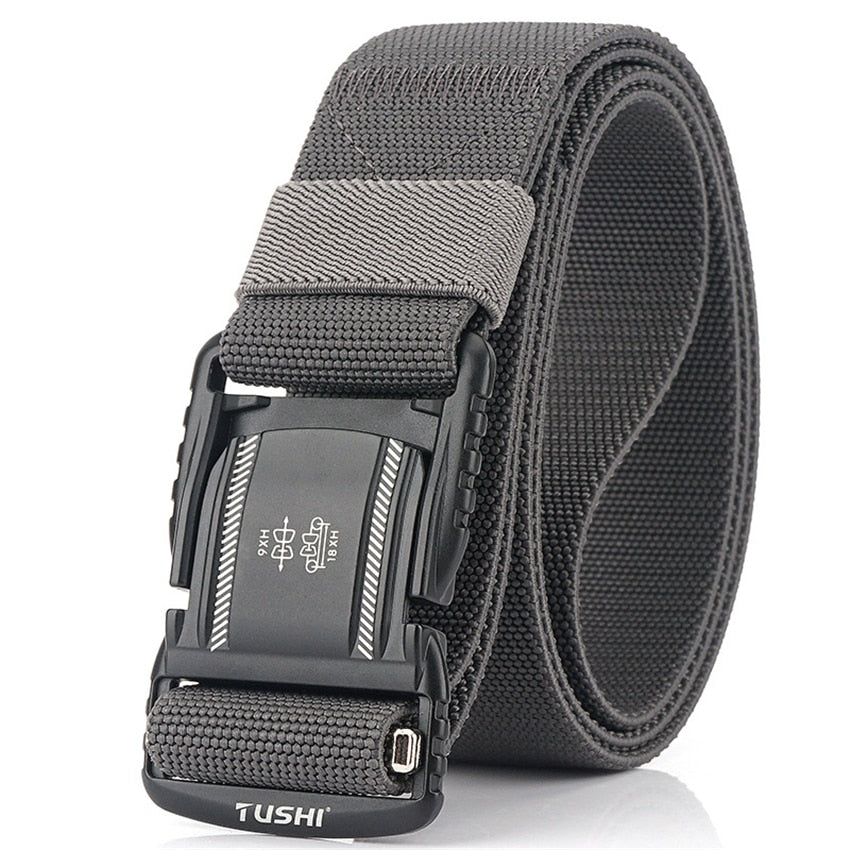 Elastic Men Belt Alloy Magnetic Buckle Outdoor Working Tactical Belt For Jeans Pants Casual Stretch Overalls Male Waist Belt New