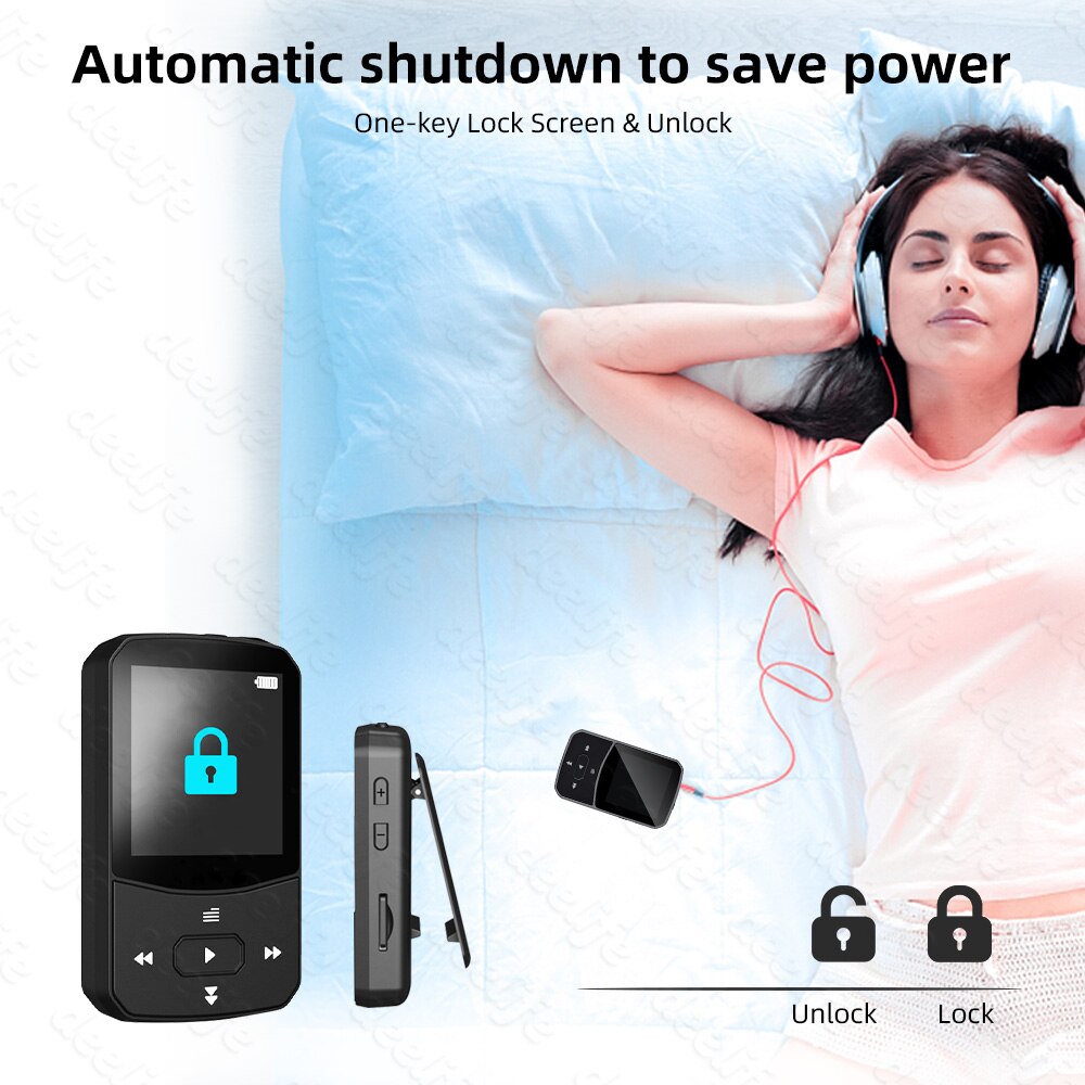 Deelife Sport Bluetooth MP3 Player for Running with Music Play Armband Portable Clip Pedometer FM Radio TF Recording Mini Mp 3
