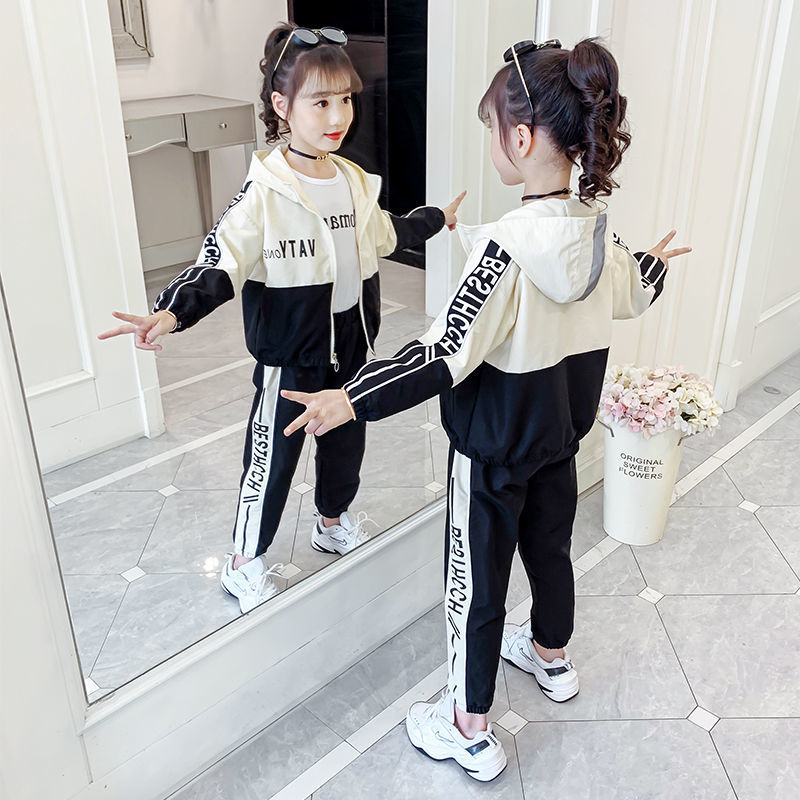 Girl Children's Active Clothing Set 2021 New Spring Fall Tracksuit Fashion Sports Leisure Two-piece Suit Toddler Kids Clothes