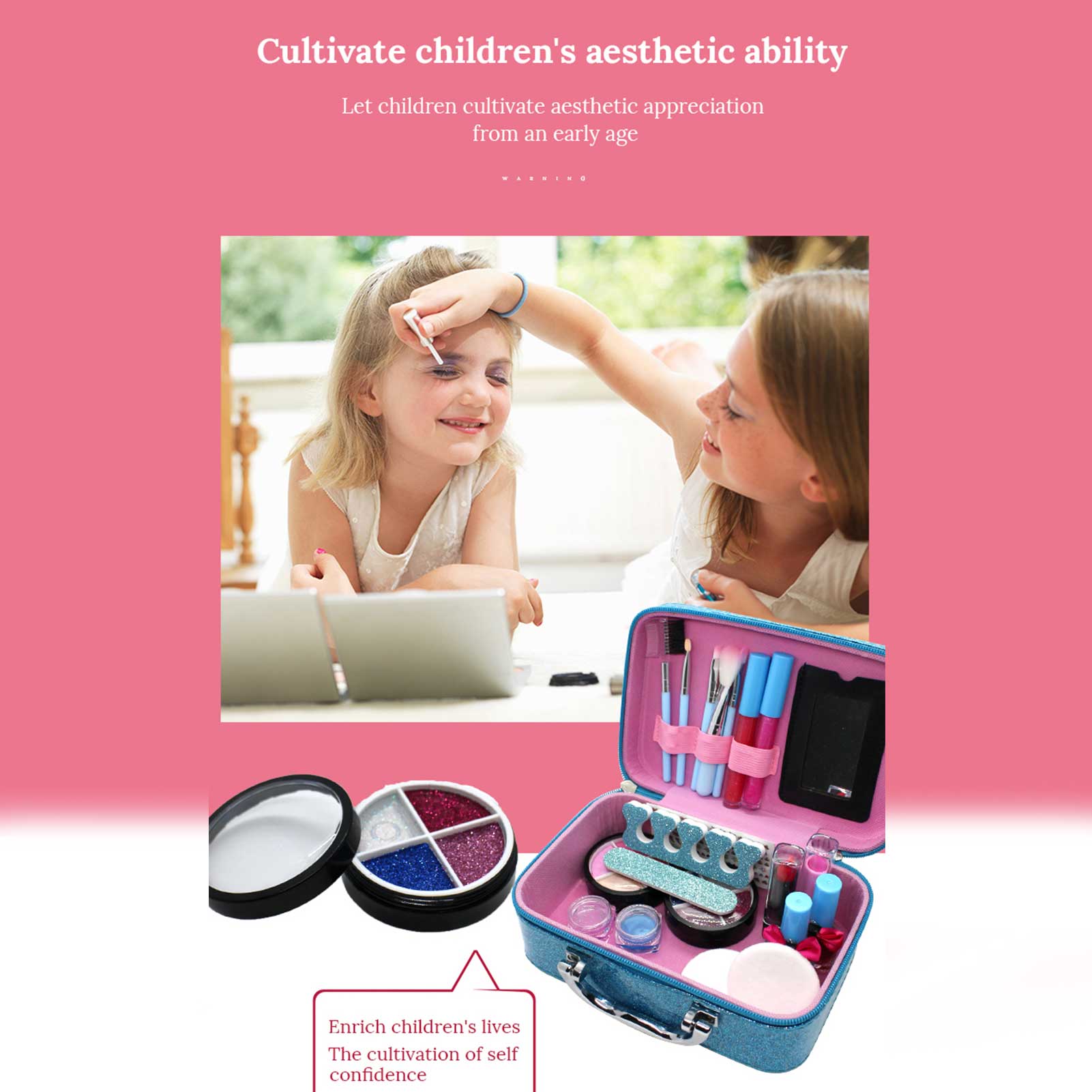 Kids Makeup Kit For Girls, Kids Play Washable Makeup Set Toys First Princess Little Girls Starter Kit Cosmetic Beauty Set Toys