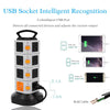 Tower Power Strip Vertical Extender Outlets Surge Protector 2500W 10A Socket with USB 2m/6.5ft Extension Cord for Home Office