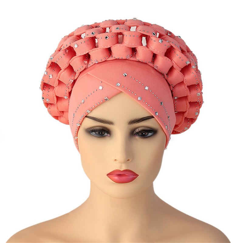 2021 Muslim Latest Shinning Sequins Headties Turban Cap for Women Ready To Wear Head Wraps African Auto Geles Headtie Bonnet