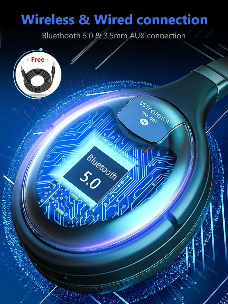 Wireless Headphone Bluetooth headset Folded Hifi Stereo Gaming Earphone support FM SD card Headphone for PC and mobile Phone - Surprise store