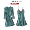 5PC Silk Robe Sleep Suit Womens Lace Satin Pajamas Gown Set V-Neck Cami Nighties Wear Pijama Home Nightwear Spring Nightdress