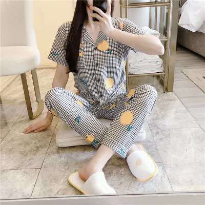 Pyjamas women short sleeve long pant summer sleepwear pajamas set cute cartoon cotton pijamas suit new home clothes 15 styles