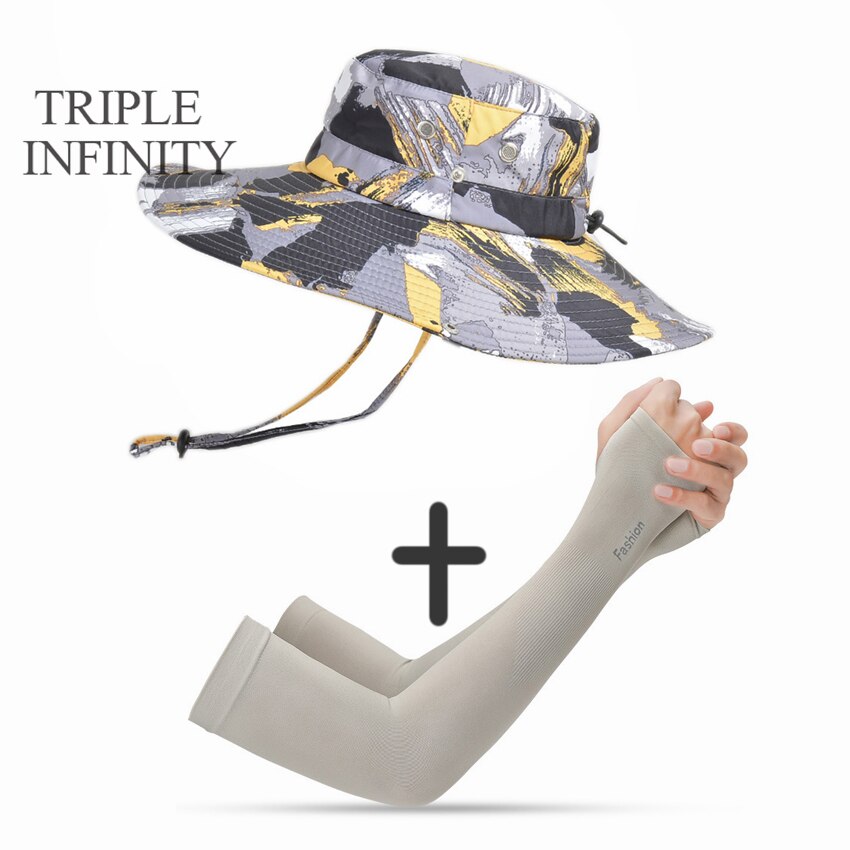 New Fashion Sun Hat Male Sunshade Summer Outdoor Fishing Sun-proof Breathable Foldable Big Wide Brim Men's Panama Hat Bucket Hat