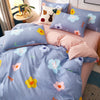 4pcs Nordic Bedding Set , Duvet Cover + Pillow Case + Bed Sheet Home Textiles Bed Sheets Set Washed Cotton A/B side Qulit Sheet
