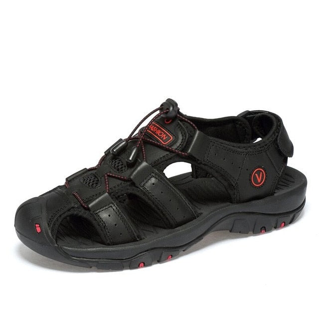 Leather sandals, cowhide men's shoes, summer new beach shoes, men's fashion slippers, large size 38-47 outdoor leisure sandals