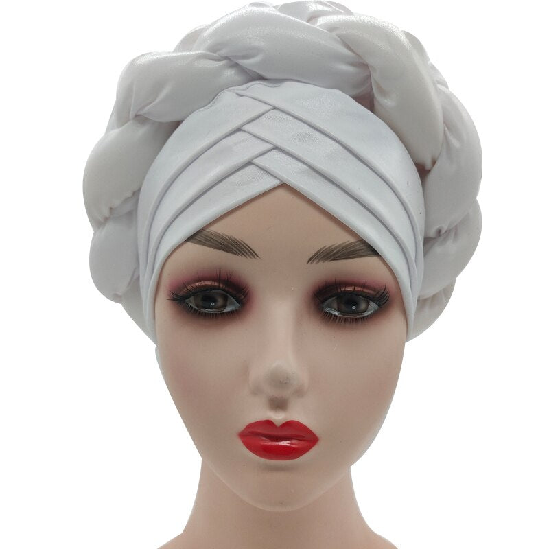 2020 female turban caps cross ready to wear headscarf bonnet arab head wraps african Women braid turbans auto gele headties