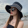 Women Sun Hat Bucket Cap Summer Beach Wide Brim With Chin Strap Foldable Travel Fashion Outdoor UV Protection Double Sided - Surprise store