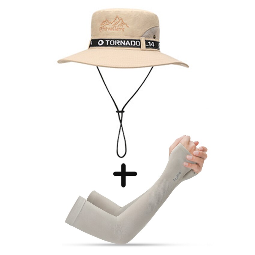 UPF 50+ Summer Hats Men Sun Protector UV-proof Breathable Bucket Hat Large Wide Brim Hiking Outdoor Fishing Beach Cap Cowboy New