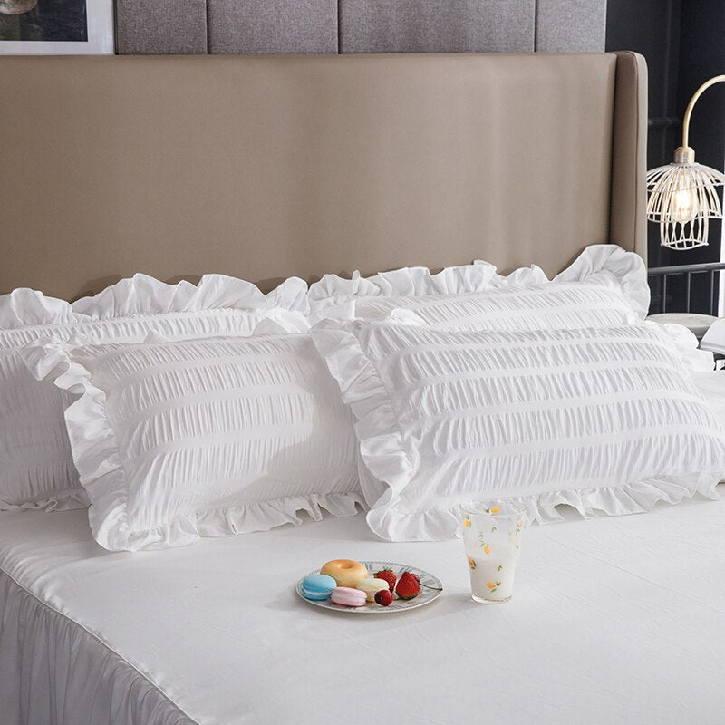 New Style High Quality Princess White Bedding Article Pillow Cover Ruffle Pillow Case Cushion Cover Sleep Pillowcase #/