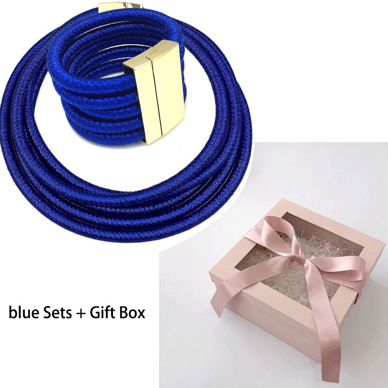 Liffly African Jewelry Set Fashion Choker Necklace Sets for Women Bohemia Bracelet Statement Jewelry Magnetism Button