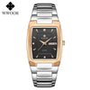 2021 WWOOR Luxury Gold Full Steel Watches Mens Square Quartz WristWatch For Men Sport Waterproof Week and Date Relogio Masculino