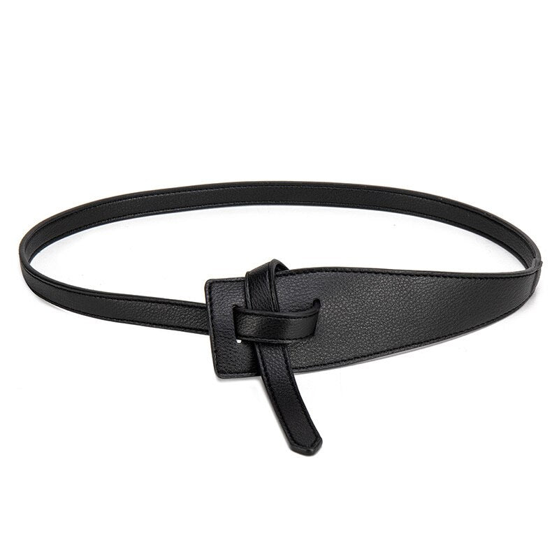 Newest Design knot pu leather belts for women soft knotted strap belt long dress accessories lady waistbands 273