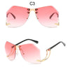 2021 New Irregular Rimless Sunglasses Women Brand Designer Alloy Frame Oversize Gradient Sun Glasses Fashion Female Clear Shades