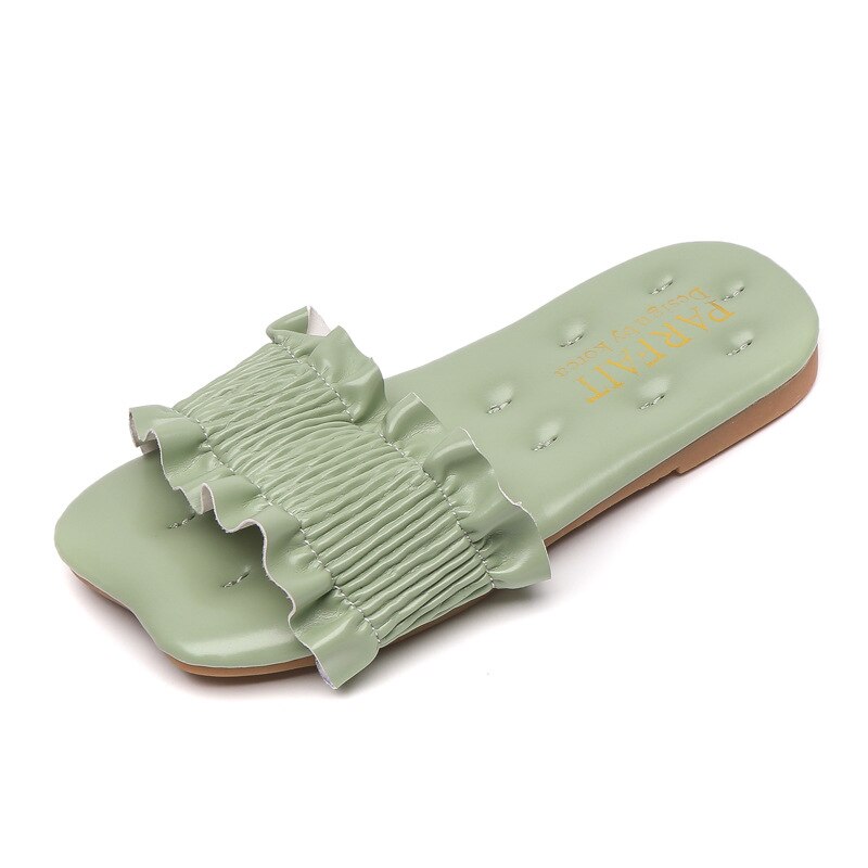 Girls Sandals Slides Kids Summer Beach Sandals Pleated Ruffles Princess Sweet Kids Slippers for Bath Swimming Indoor Outdoor New