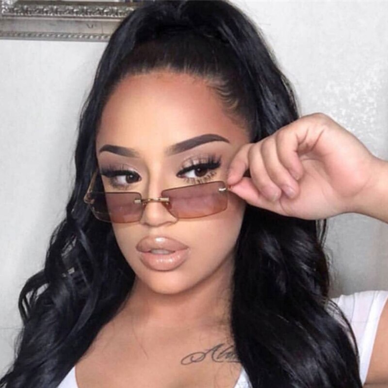 New Luxury Brand Rectangle Ladies Sunglasses Women Rimless Square Polarized Sun Glasses For Ladies Zonnebril Dames Vrouwen Bril