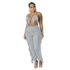2021 Summer Women Two Piece Fashion Sexy Halter Top High Waist Fringed Stretch Pants Trousers Casual Party Club Clothing Women