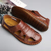 Sandals Shoes For Men's Big Foot Slippers Summer Breathable Genuine Leather deadlift Casual Driving Beach Dad Outdoor soft soled