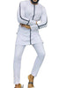 African Fashion Man Pant Sets O-neck Top Match Elastic Waist Trouser Senator Style Men's Dashiki Patchwork White Black Mix Shirt