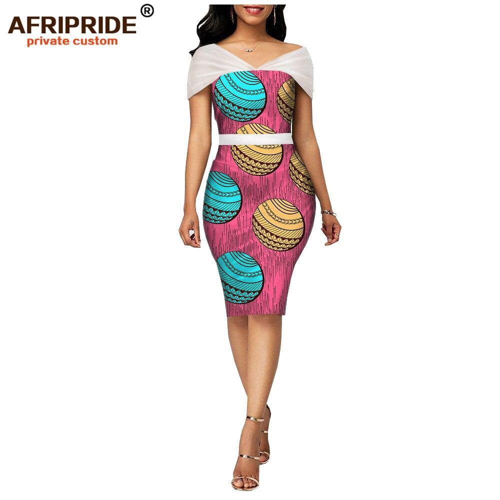 African wax summer bodycon dresses for women AFRIPRIDE tailor made adjustable sleeves knee length women party dress A1925006 - Surprise store