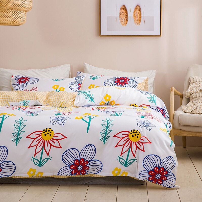 Simple Flower Bed Linen Bed Comforter King Size Comforter King Size Nordic Style Bedding Set Single Duvet Cover