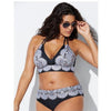 2020 Swimwear High Waisted Two Piece Plus Size Large Size Plus Fat Printed Swimsuit Women Back Chalaza Bikini Beach Bathing Suit - Surprise store