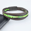 Multilayer Bracelet Natural Stone Genuine Leather Braided Wrap Bangle Stainless Steel Magnetic Clasp Bracelet Men Jewelry