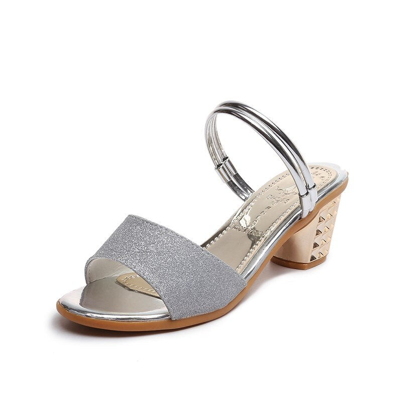 Sandals women's summer fashion middle heels mother sandals high heels women wear thick HEELS SANDALS