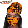 African 2 Piece for Women Headband Headwear Floral Turban Head Scarf Ladies Head Wrap Hair Accessories Match Print Mask A20H015