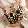2021 Bohemian Women Linen Canvas Slip-On Flat Shoes Comfortable Retro Loafers Ladies Casual Embroidered Sneakers Hemp Sole