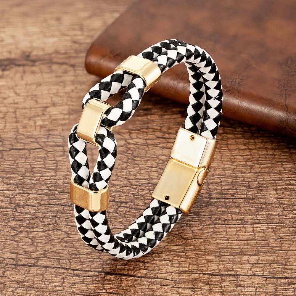 24 Style Classic Men Leather Bracelet Simple Metal Magnetic Button Hand-woven Rope Unisex Women Bangles 2020 Jewelry Accessories