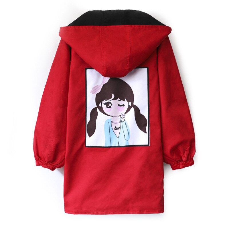 Two Sides Wear Jackets for Girl Hooded Thin Autumn Jacket Children Windbreaker for Teens Trench Coat Outwear Children's Clothing