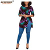 African print women casual shirt AFRIPRIDE tailor made half sleeves side slit long blouse for women 100% cotton A1922005 - Surprise store