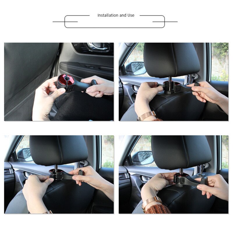 Universal Car Headrest Hook with Phone Holder Multi-function Car Adjustable Hook Hanging Groceries Car Interior Accessories