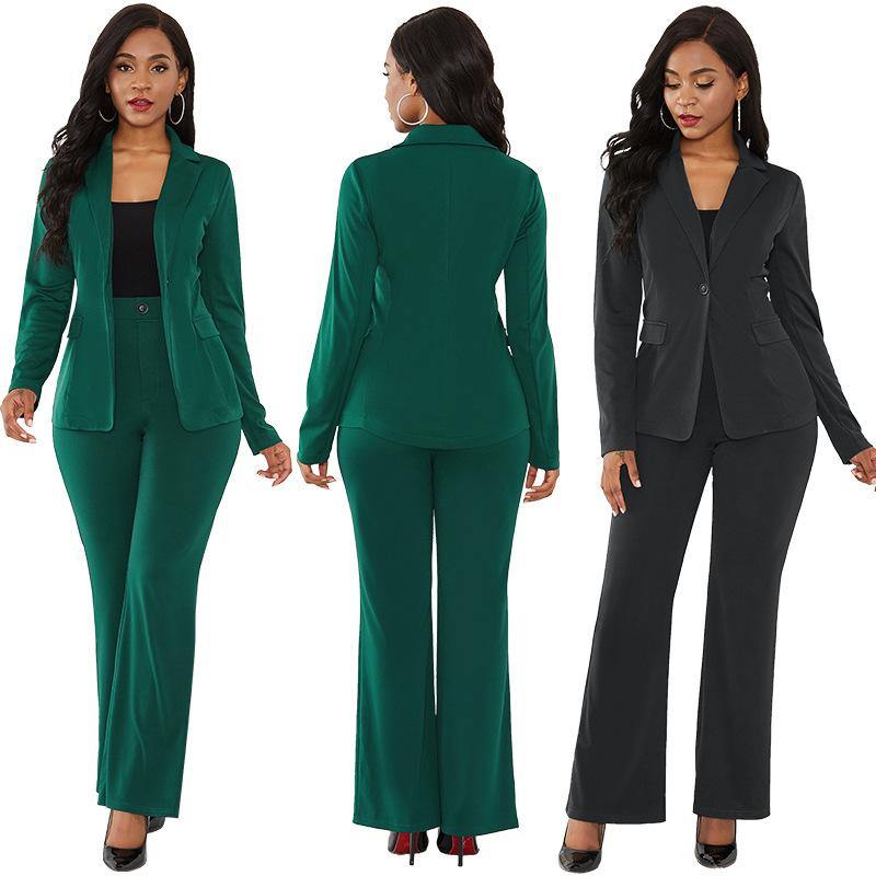 women's suit office two piece set long sleeve suit pants 2 piece set female winter two pieces sets office female - Surprise store