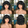 Short Hair Afro Kinky Curly Wigs With Bangs For Black Women Synthetic African Ombre Glueless Cosplay Wigs High Temperature