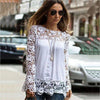 Spring and summer chiffon shirt women's casual long-sleeved hollow flower lace shirt shirt women - Surprise store