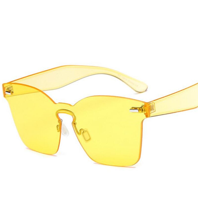 Candy Color Cat Eye Sunglasses Women Clear Lens Big Frame Shades Acetate Eyewear Ladies One Piece Rivet Sexy Sun Glasses Female