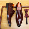 Classic Pointed Toe Business Men's Dress Shoes Genuine Leather Formal Wedding Shoes Slip On Office Oxford Shoes For Men A42 - Surprise store