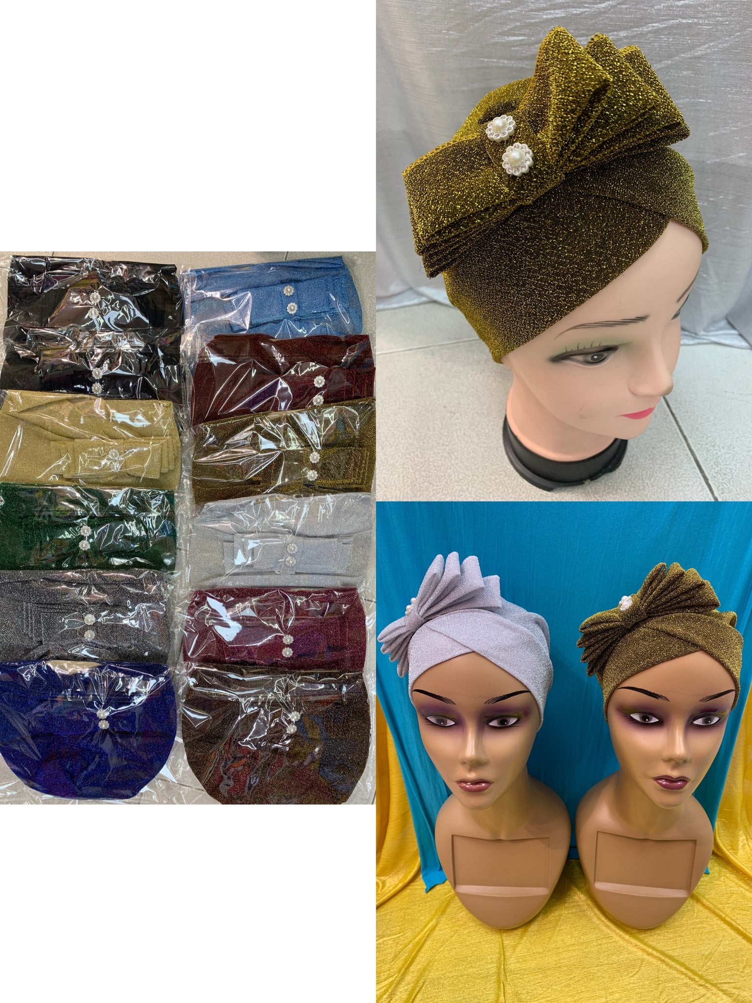 Shining Sequins Muslim Turban Cap Women Sequence Ready Female Head Wraps African Auto Gele Aso Oke Headwear Already Made Headtie