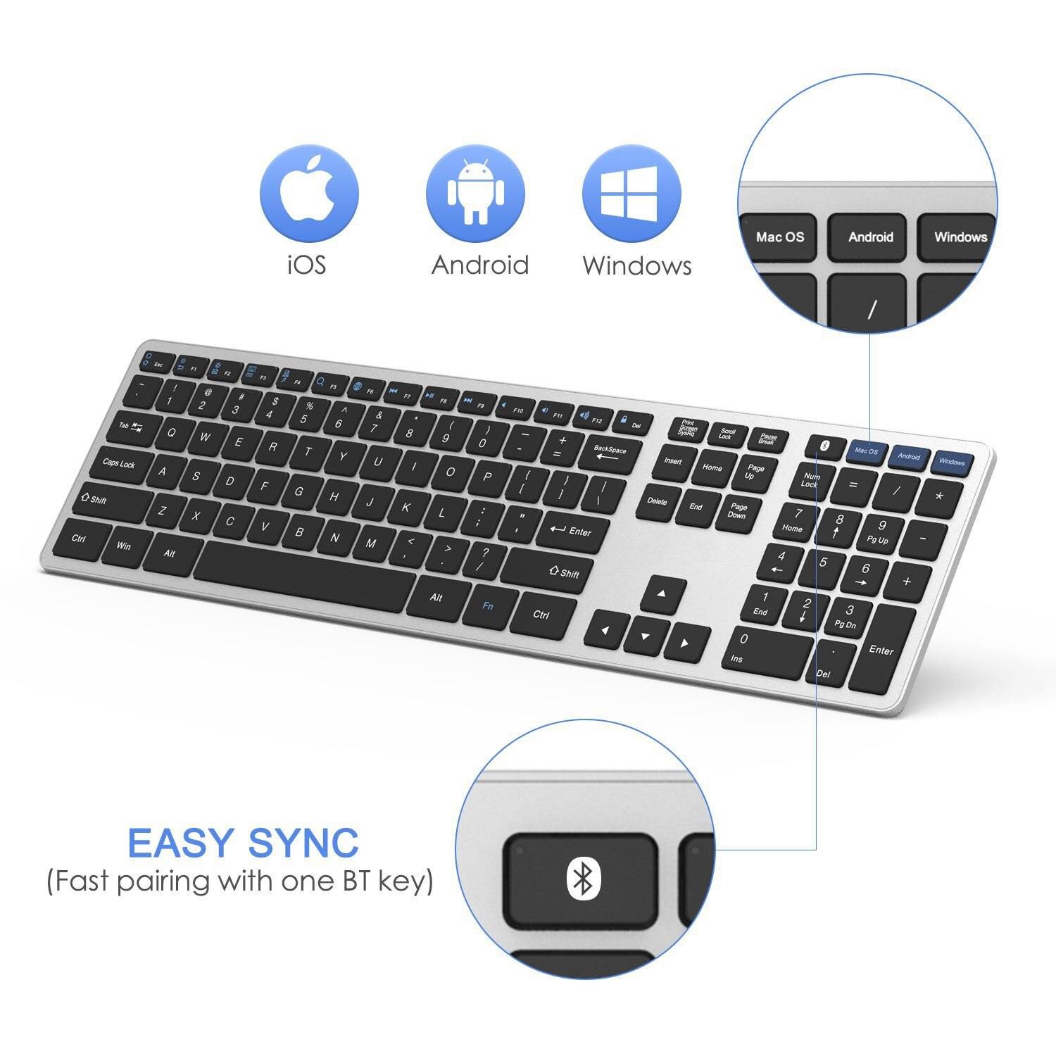 SeenDa Bluetooth keyboard Full-Size Wireless Bluetooth Keyboard for Ipad Laptop Table 109-button multi-pairing - Surprise store