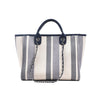 New Women Tote Bag Fashion Linen Large Striped Handbag Chains Shoulder Bags Ladies Big Messenger Bag Shopping Bag