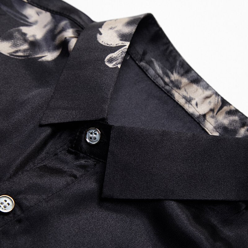 2021 Brand Long Sleeve Men Social Shirt Spring Streetwear Casual Floral Shirts Dress Mens Slim Regular Fit Clothes Fashions 0075