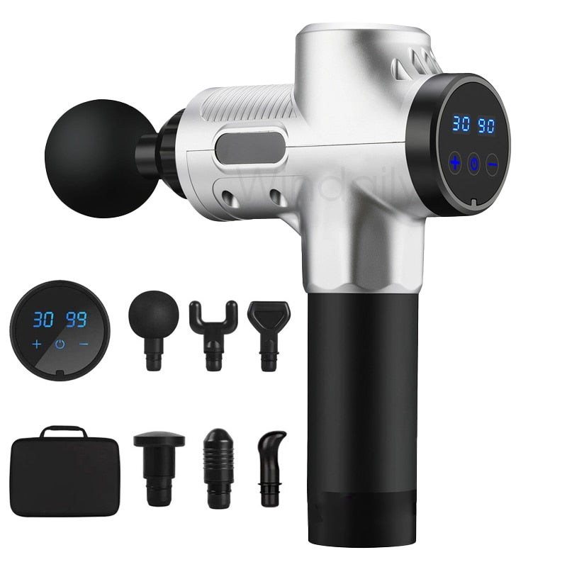 Massage Gun Deep Tissue Percussion Muscle Massager For Pain Relief 30 Speeds LCD Touch Display Fascia Gun Electric Body Massager
