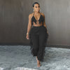 2021 Summer Women Two Piece Fashion Sexy Halter Top High Waist Fringed Stretch Pants Trousers Casual Party Club Clothing Women