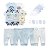 2021 Solid Unisex New Born Baby Boy Clothes Bodysuits+Pants+Hats+Gloves Baby Girl Clothes Cotton Clothing Sets Roupa de bebe