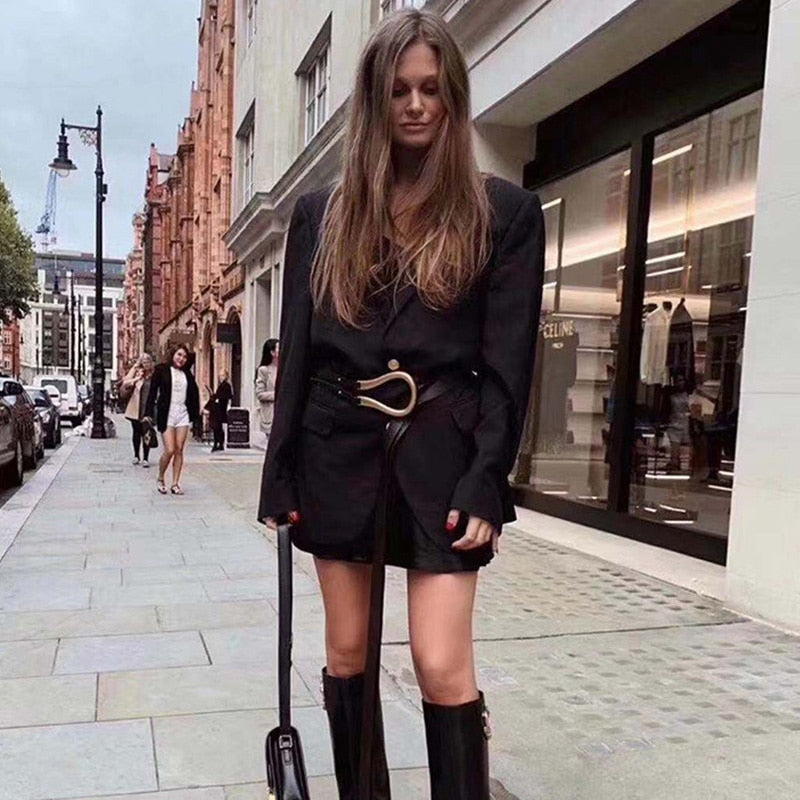 135cm Elegant Women Influencer Stylish All-match Fashion Women PU Leather Female Black New Quality Belt for Blazer